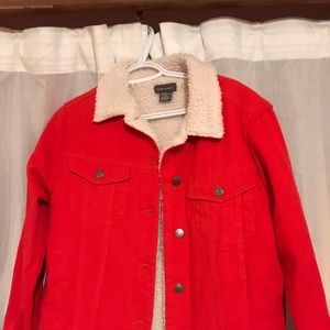 Sans Souci Red Jean jacket with sherpa lining